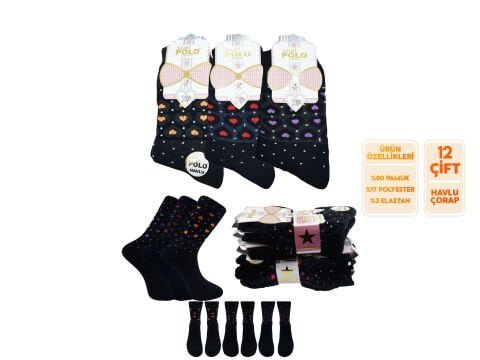XGRİ POLO 36-01 Havlu Kışlık Bayan Soket Çorap 12’li – Kadın İç Giyim – Kadın Çorap