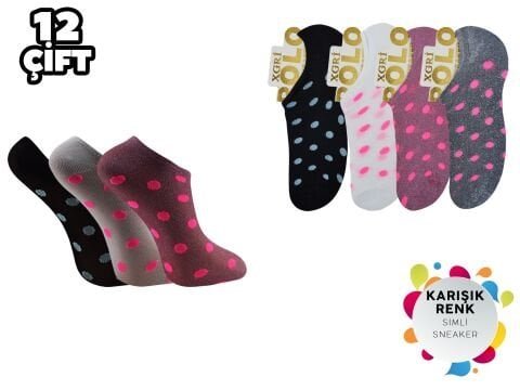XGRİ POLO 37-1 Simli Bayan Penye Sneaker 12’li – Kadın İç Giyim – Kadın Çorap