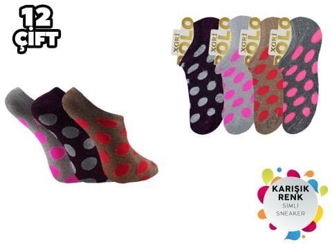 XGRİ POLO 37-2 Simli Bayan Penye Sneaker 12’li – Kadın İç Giyim – Kadın Çorap