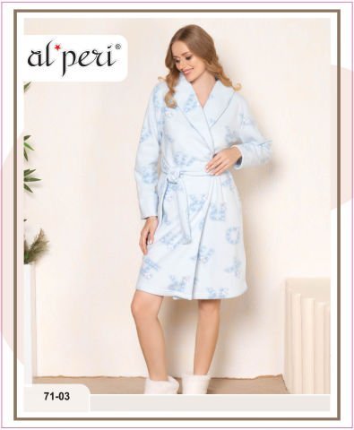 Alperi 71-03 Velsoft Bayan Uzun Kollu Sabahlık 4’lü – Pijama Takımı