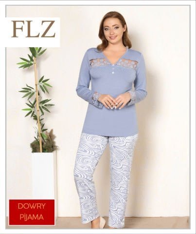 Flz 89-42 Bayan Uzun Kollu Pijama Takımı (S-M-L-XL) 4’lü – Pijama Takımı