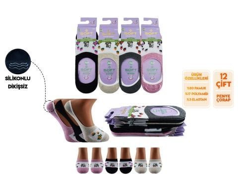 Softy 10 Yıkamalı Kokulu Dikişsiz Silikonlu Bayan Penye Babet 12’li – Kadın İç Giyim – Kadın Çorap