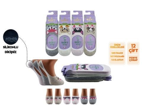 Softy 13 Yıkamalı Kokulu Dikişsiz Silikonlu Bayan Penye Babet 12’li – Kadın İç Giyim – Kadın Çorap