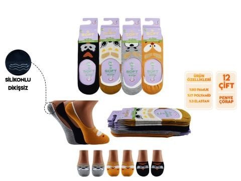 Softy 16 Yıkamalı Kokulu Dikişsiz Silikonlu Bayan Penye Babet 12’li – Kadın İç Giyim – Kadın Çorap