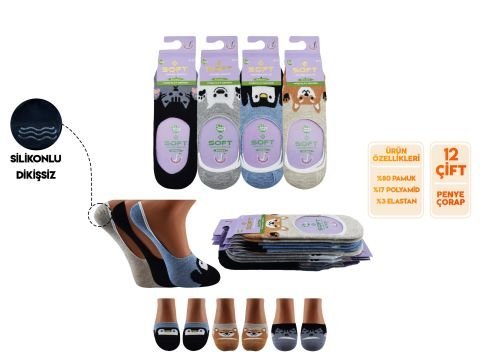 Softy 3 Yıkamalı Kokulu Dikişsiz Silikonlu Bayan Penye Babet 12’li – Kadın İç Giyim – Kadın Çorap