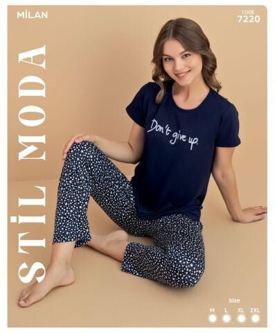 Stil Moda 7220 (M-L-XL-XXL) Milan Bayan Kısa Kol Pijama Takım 4’lü – Pijama Takımı