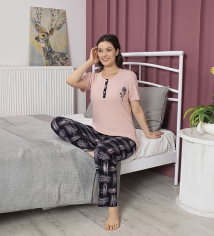 Tekten 4730 Raporlu Bayan Kısa Kollu Pijama Takım 4’lü – Pijama Takımı