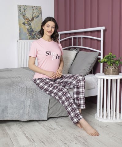 Tekten 4890 Bayan Kısa Kollu Pijama Takım 4’lü – Pijama Takımı