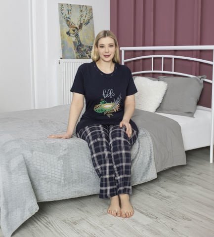 Tekten 5050 Bayan Battal Beden Kısa Kollu Pijama Takım 4’lü – Pijama Takımı