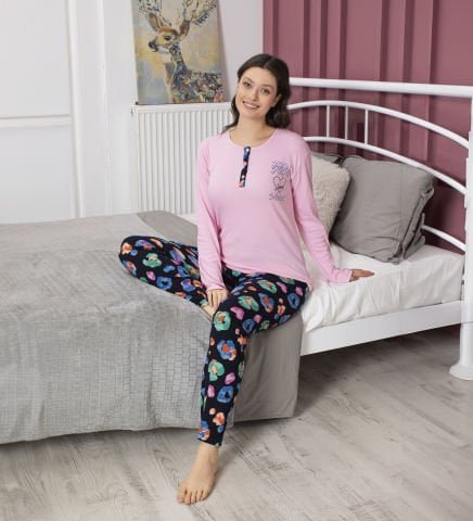 Tekten 5110 Raporlu Bayan Uzun Kollu Pijama Takım 4’lü – Pijama Takımı