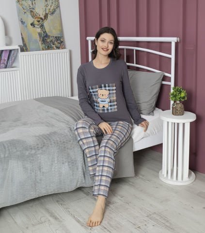 Tekten 5180 Bayan Uzun Kollu Pijama Takım 4’lü – Pijama Takımı