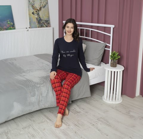 Tekten 5190 Bayan Uzun Kollu Pijama Takım 4’lü – Pijama Takımı
