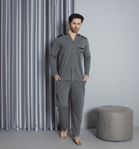 Tekten 5810 Erkek Uzun Kollu Boydan Düğmeli Pijama Takım 4’lü – Pijama Takımı