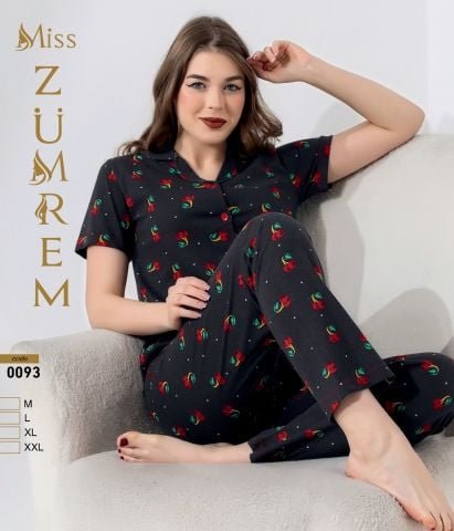 Zümrem 0093 Bebe Yaka Kısa Kollu Bayan Pijama Takım 4’lü – Pijama Takımı